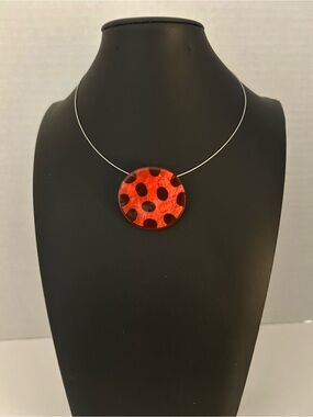 Origin Jewelry BNWT Translucent Red Resin Pendant Wire Necklace- Fair Trade